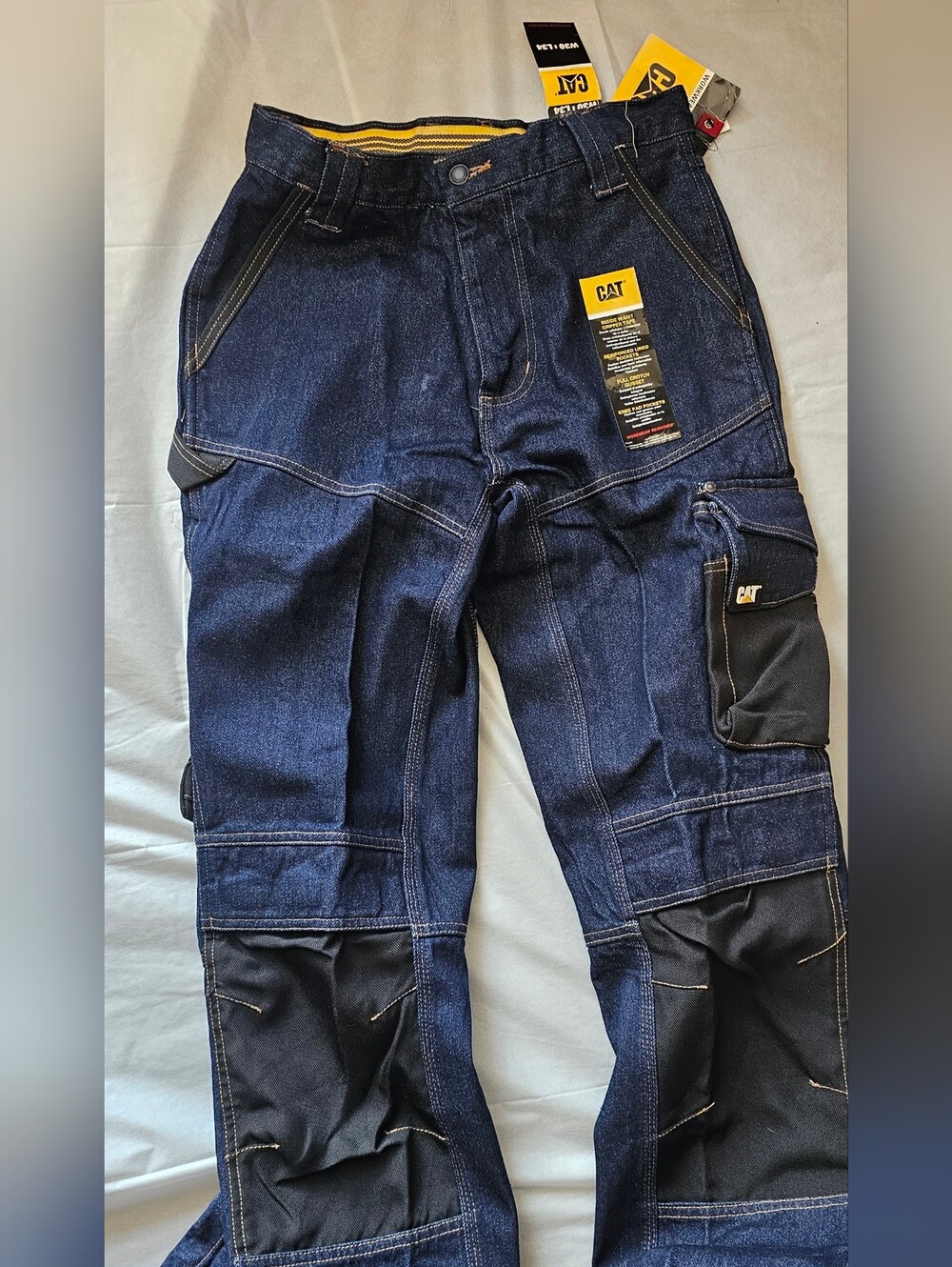 CAT Caterpillar Men's Trademark Denim Workwear Utility Carpenter Pants 30x34